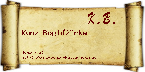 Kunz Boglárka névjegykártya