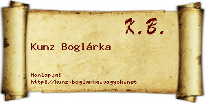 Kunz Boglárka névjegykártya